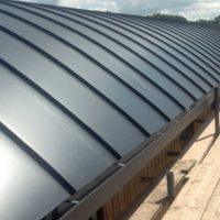 steel roof installers uk colourcoat urban curved roof including gutter